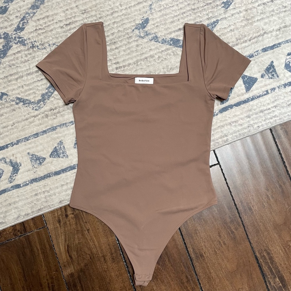 Aritzia Square Neck Tan/Brown Bodysuit